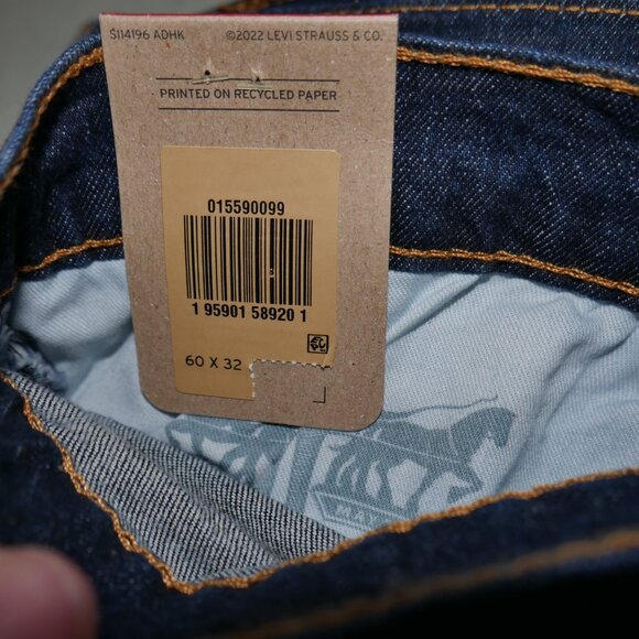 Levis 559 Men's Size 60x32 Jeans Relaxed Fit Straight Leg Dark Wash Denim NWT - Picture 8 of 10